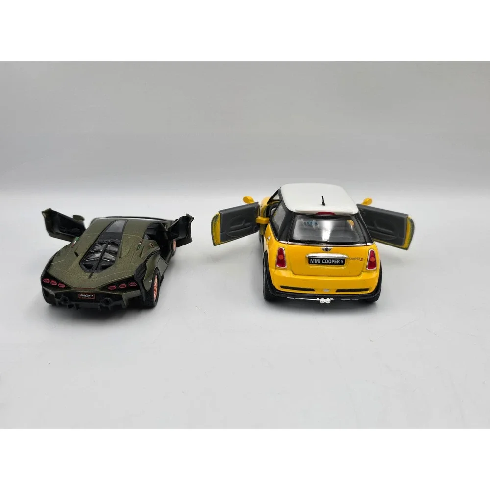Kinsmart Diecast Cars Lamborghini‎ Sian & Mini Cooper S Yellow Green Excellent